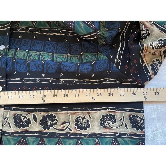 Vintage Jordan Shirt Women 20 Blue Green Tan Geometric Button Up 90s Long Sleeve - Picture 6 of 12